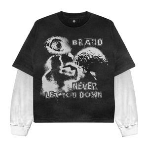 T-shirts à manches doubles imprimés sur mesure en gros, vêtements pour hommes de haute qualité, poids lourd, personnalisables - Product Image 6