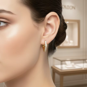 Pendientes de Aro con Bisagras de Oro de 14K y Diamantes Redondos Naturales Brillantes - Product Image 5