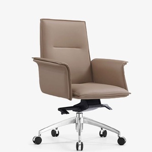 Silla de Oficina Ejecutiva Ergonómica Moderna, Giratoria, de Cuero PU, para Gerentes, con Base de Acero Inoxidable y Respaldo Alto, para Escritorio de Computadora - Product Image 1