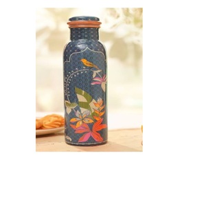 Bouteille d'eau en cuivre pur imprimée émaillée, bienfaits pour la santé, ustensiles de cuisine, stockage décoratif de jus et de boissons, bouteille en cuivre - Product Image 1