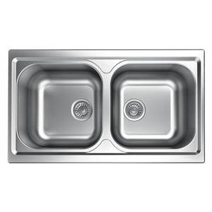 Évier de cuisine Apell ATMOSFERA à 2 bacs en acier inoxydable pré-poli 86x50cm TM862IPC - Product Image 1