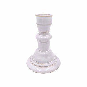 Cerámica blanca Estilo de granja vintage Base ancha clásica Hecha a mano Impermeable Ecológico 10,2X10,2x14,4 cm Candelabro Decoración - Product Image 1