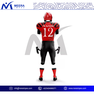 Ensemble d'uniformes de football américain personnalisés pour hommes avec impression du logo de l'équipe Tissu maillé durable Numérotation en sergé Services OEM ODM - Product Image 4