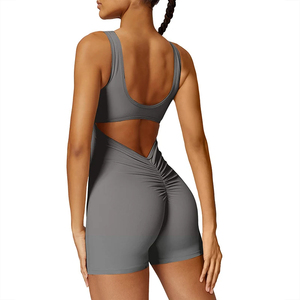 Haute qualité personnalisé femmes entraînement une pièce Yoga Shorts ensemble femme Gym confortable sport Fitness entraînement entraînement costume - Product Image 4