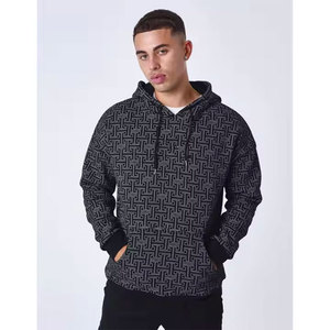 เสื้อสเวตเตอร์เปิดไหล่สำหรับผู้ชายโอเวอร์ไซส์ผ้าคอตตอน100% มีฮู้ดผ้าย้อมสีเรียบสำหรับฤดูหนาว - Product Image 3