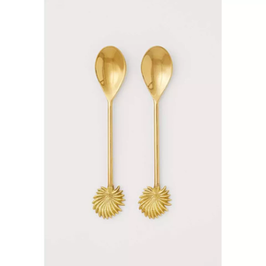 Service à salade en résine, bois et acier inoxydable, plaqué or, vente sur le marché International - Product Image 3