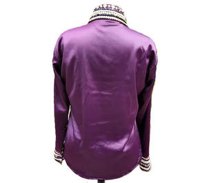 Handmade Cowgirl Western Show Shirt in <b>chocolate</b> <b>brown</b> on Stretch Taffeta Fabric for Equestrian Wear - Product Image 5