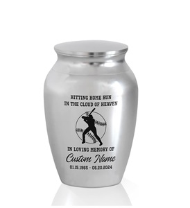 Urna de béisbol personalizada para cenizas humanas, recuerdo, regalos, pérdida de un ser querido, urnas para cenizas humanas, tamaño personalizado, Plata - Product Image 1