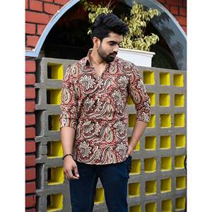 Chemise pour homme, 100% coton, imprimée avec des motifs floraux à pois, décontractée, manches longues, options de tissu popeline Oxford, fabrication ODM/OEM - Product Image 1