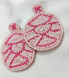 ต่างหูปักลายใบไม้ทำมือสำหรับผู้หญิงและเด็กผู้หญิงทำมือน้ำหนักเบาลูกปัดแก้วและต่างหูเลื่อม - Product Image 4