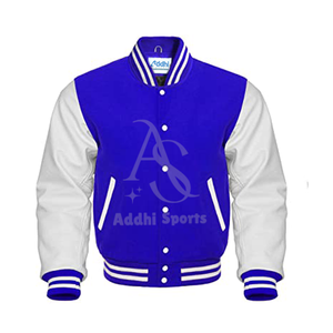Clásico azul blanco Varsity Letterman a prueba de viento estilo universitario chaqueta de hombre OEM fabricante prendas de vestir exteriores - Product Image 1