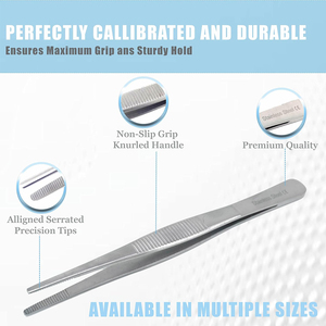 Meilleures ventes de pinces à pansement Adson 12cm en acier inoxydable pince à pouce antidérapante Instrument de chirurgie vétérinaire dentelé - Product Image 2