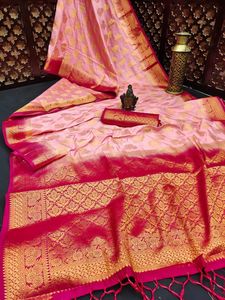 Dolla — saree en soie et coton pour femme, veste en jacquard avec chemisier, vêtements quotidiens de fête, à bas prix, vente en gros - Product Image 6