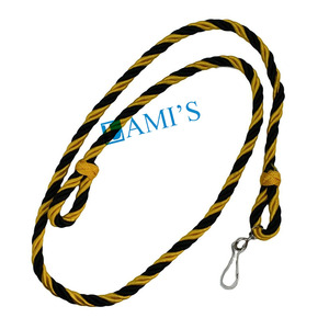 Single Black Ceremonial Lanyard with <b>Chrome</b> <b>Hook</b> Made of Durable Polyester Style Uniform Accessory - Product Image 5