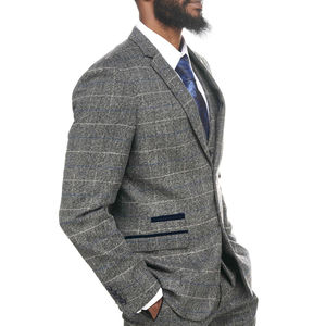เสื้อโค้ททวีดลายสก็อต แจ็คเก็ตลำลองสไตล์ธุรกิจ แขนยาว กระดุมแถวเดียว เสื้อแจ็คเก็ตทวีดสำหรับผู้ชายสำหรับฤดูหนาว - Product Image 4
