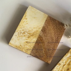 Nuevo diseño indio hecho a mano de madera y resina forma redonda Color marrón posavasos conjunto vajilla utilizada con la mejor calidad - Product Image 6