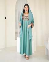 Caftan Abaya Zardozi fait main perlé, grande taille, en soie italienne légère, ourlet évasé, longueur ras du sol, pour mariage islamique féminin