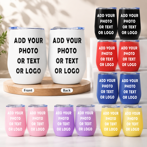 Vaso de Vino Personalizado <span class=keywords><strong>con</strong></span> Logotipo de 12 oz, Taza <span class=keywords><strong>con</strong></span> Tapa en Forma de Huevo |   Vaso Aislado de Acero Inoxidable para Recuerdos de Boda, Fiestas <span class=keywords><strong>y</strong></span> Picnics - Product Image 1