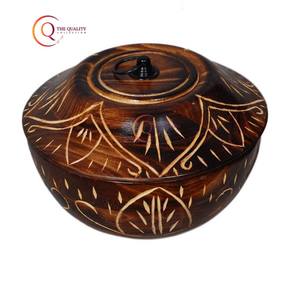 Simple and Classic Design Wooden Casserole With <b>Lid</b> Cover Hot <b>Pot</b> Roti Chapati Storage Box Container With <b>Lid</b> Kitchenware Supply - Product Image 1