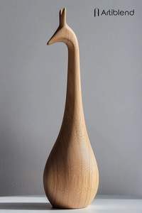 Rustic Wooden Bird Figurine Handcrafted Animal Sculpture Minimalist Wooden Bird Ornament Decorative Tabletop Wooden Bird Statue - Product Image 3