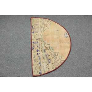 Tapis turc beige vintage 2.4x1,5 pieds fait à la main classique grande surface rectangle motif abstrait pour salon chambre à coucher pour couloir - Product Image 3