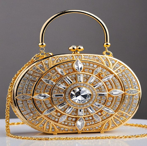 Bolso de mano con lazo de cristal brillante, perfecto para noches de gala. Ropa de noche elegante disponible a precios de mayoreo. - Product Image 5