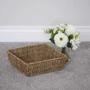 Panier en jonc de mer pour la cuisine, vente en gros, panier de rangement carré en jonc de mer, plateau décoratif, plateau de rangement naturel - Product Image 3