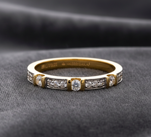 แหวนวงแหวนเพชรสองสีทองหรูหราสำหรับผู้หญิง - Product Image 3