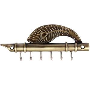 Fleur de bois Antique Peacock Quills porte-clés mural avec 6 crochets de suspension écologique multifonction décor à la maison - Product Image 1