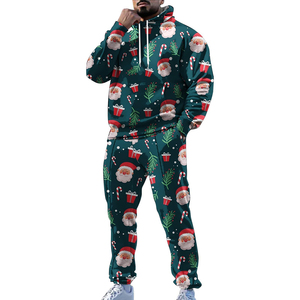 Hot Casual Polyester Tracksuit <b>Pullover</b> Digital Printing Hooded Suit 2-Piece Set for <b>Men</b> Plus Size with Cotton Filling In 2026 - Product Image 6