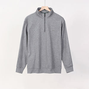 Vente en gros Sweat à capuche en polaire confortable pour homme, 100% coton, broderie de marque, mode d'hiver, fermeture éclair 1/4, coupe ample, uni, pour l'extérieur - Product Image 5