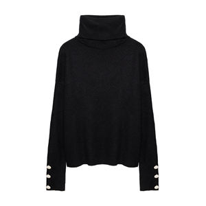 Pull en coton tricoté confortable pour femmes, respirant et frais, imprimé, taille XS, long, saison d'hiver, fermeture éclair décorative - Product Image 1