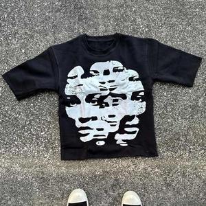 T-Shirt Personnalisé de Haute Qualité Streetwear en Coton Épais Lavé à l'Acide Surdimensionné avec Applique pour Hommes - Product Image 6