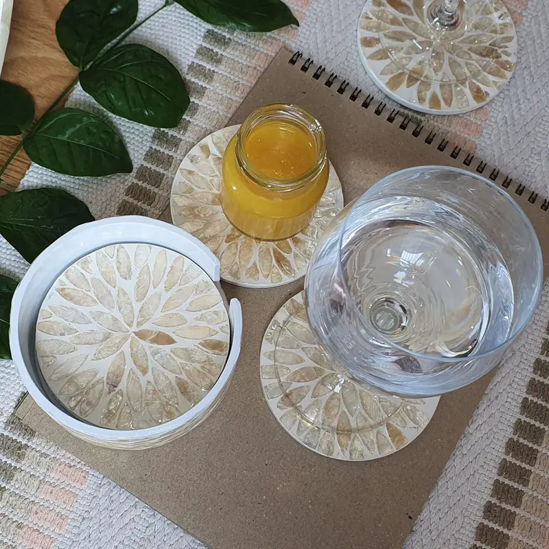 DECORATION ACCESSORIES nice coasters pads mat kitchen accessories easy Wooden and Epoxy Resin marble Coaster table ware
