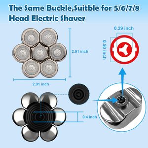 Cabezal de Repuesto 3 en 1 para Afeitadora Eléctrica, 7 Cabezales Giratorios Plateados para Afeitar la Cabeza, Barba y Cabello - Product Image 5