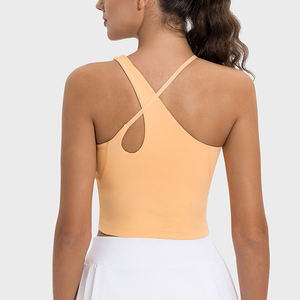 Sujetador deportivo ligero con cuello cruzado para mujer, ropa interior deportiva transpirable de compresión de secado rápido - Product Image 5