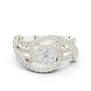 Bague de fiançailles pour femme en or jaune 14 carats plaqué or avec diamant de laboratoire rond |   Cadeau de mariage de luxe certifié IGI - Product Image 2