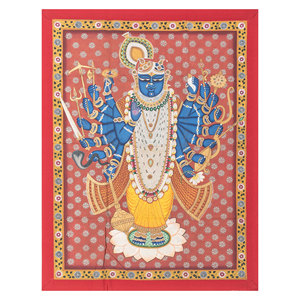 Tapiz Mandala de Tela de Algodón Azul con Arte Pichwai, Decoración de Pared de Estilo Bohemio Navideño, Tela con Patrón Boho Hecha a Mano para el Hogar - Product Image 1