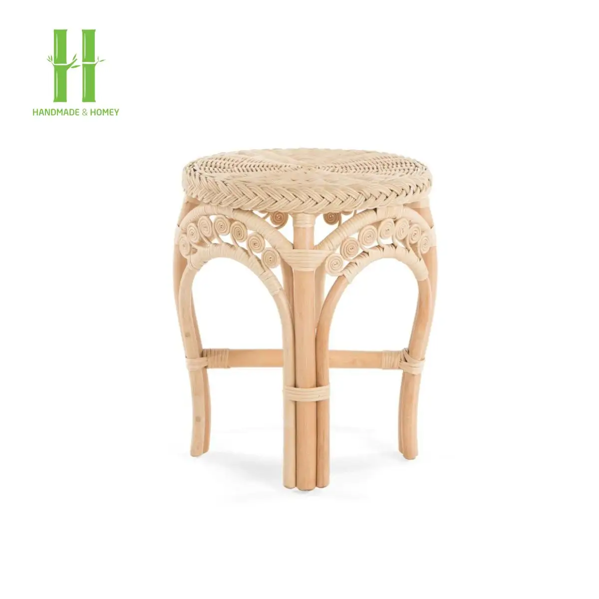 Natürlicher Rattan Hocker oder Beistell tisch OEM Design Passen Sie hand gefertigte Dekor Wohn möbel von Vietnam Factory direkt an