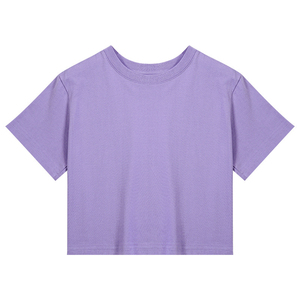 Couleur unie haut court O cou t-shirts blanc grande taille femmes haut court t-shirts en vrac Logo personnalisé tenue décontracté haut court t-shirts - Product Image 4