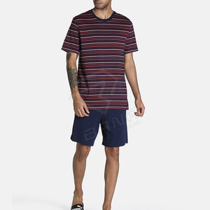 Venta al por mayor de tallas personalizadas transpirable rayas laterales impresas verano equipo para correr High Street algodón pantalones cortos camisa conjunto para hombres de talla grande - Product Image 4