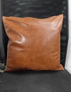 TAN BROWN Funda de almohada de cuero decorativa cuadrada Cognac Throw Leather Nail Supplies - Product Image 4
