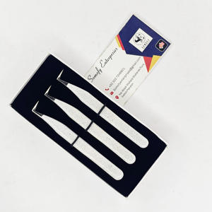 Pince à cils professionnelle en acier inoxydable à 90 degrés de haute qualité Volume durable Impression de cils russes Revêtement en caoutchouc - Product Image 2