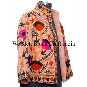 Veste élégante en tissu indien tricoté respirant, broderie à la main, matelassée, tissée, en coton floral, tissu Suzani, décontractée, hiver/printemps - Product Image 4