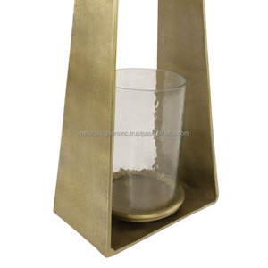 Large Gold <b>Candle</b> <b>Holder</b> With Hurricane Glass Hammered <b>Candle</b> <b>Holder</b> Tabletop Centerpieces Wedding Parties Events - Product Image 5