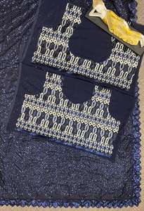 ชุดส่าหรีสำหรับผู้หญิงเสื้อทำงานผ้าจอร์เจียชุดเสื้อผ้าบูติกดีไซน์เนอร์เสื้อทำงานทั้งสองข้าง - Product Image 4