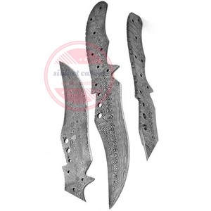 Damasco hoja en blanco hecha a mano Full Tang hoja en blanco caza cuchillo de camping - Product Image 5