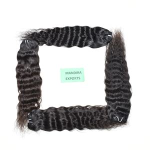 100% vente en gros remy cuticule aligné pur jeune vierge vendeur noir profond bouclés indien temple extensions de cheveux humains - Product Image 5