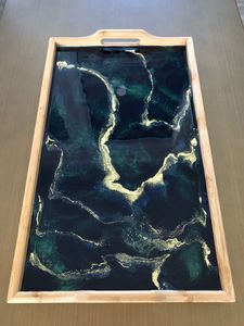 EMBEDDING Plateau de service époxy en résine fait à la main Essentiels de cuisine uniques pour la maison Restaurant Hôtel Service décoratif - Product Image 4