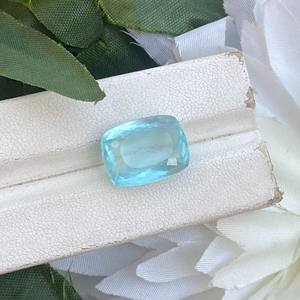 Aigue-marine naturelle de 9.10 carats, pierre taillée sur coussin, pierre précieuse à facettes pour la fabrication de bijoux. - Product Image 1